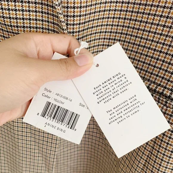 NEW Anine Bing Madeline Houndstooth Blazer In Yellow L - Picture 8 of 13